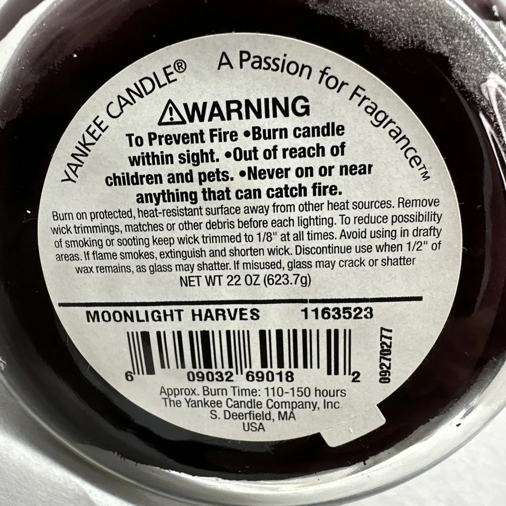 Yankee Candle Retired MOONLIGHT HARVEST Original Large 22 oz Jar Discontinued
